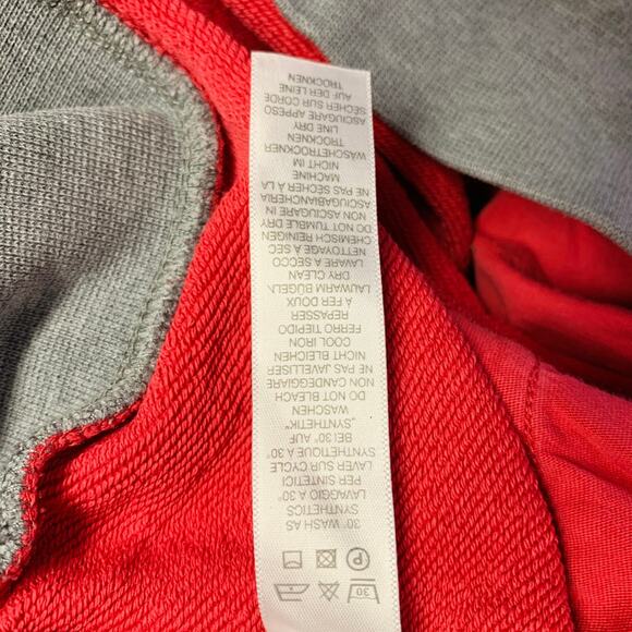 PS by PAUL SMITH Size L Red Blue Mixed Fabrics Cotton Hooded Sweatshirt - Picture 6 of 7